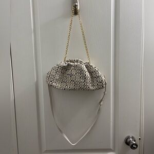 I.N.C. Cream,Black, brown Woven bag magnetic closure Clutch to crossbody